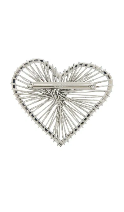 Isabel Marant Heart Shaped Wire Design Brooch In Metallic
