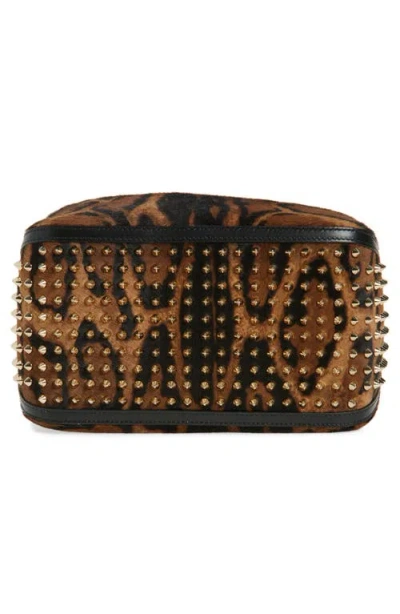 Christian Louboutin Funky Dopp Bengali Print Genuine Calf Hair Top Handle Pouch In Brown