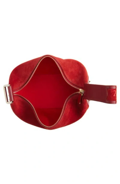Christian Louboutin Funky Empire Spike Dopp Leather Top Handle Pouch In Red