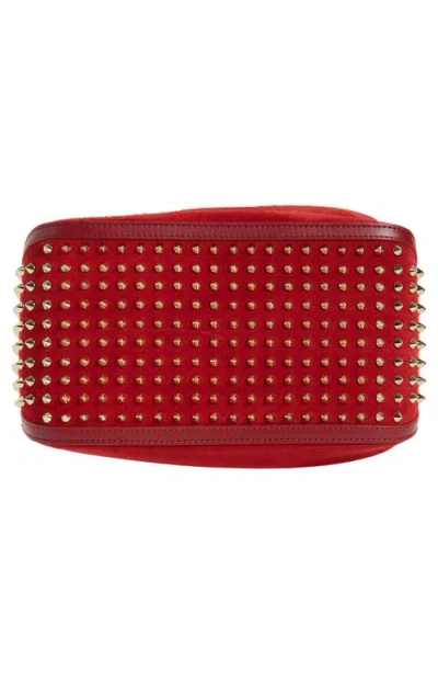 Christian Louboutin Funky Empire Spike Dopp Leather Top Handle Pouch In Red
