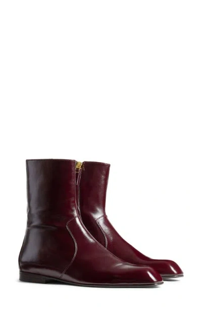 Khaite Colt Glossed Leather Ankle Boots In Red