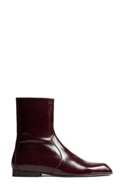 Khaite Colt Glossed Leather Ankle Boots In Red