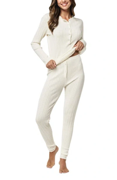 Papinelle Olivia Cable Pointelle Full Length Pj Set In White