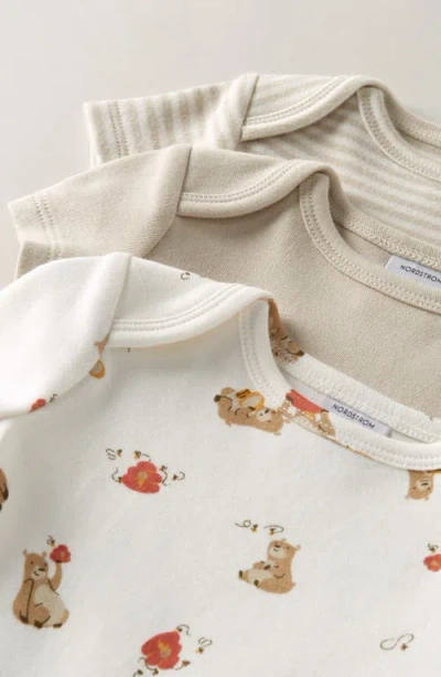 Nordstrom Assorted 3-pack Cotton Bodysuits In Multi