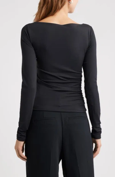 Open Edit Ruched Side Top In Black