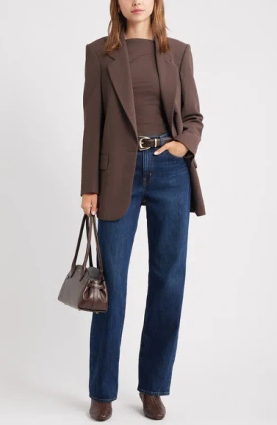 Open Edit Ruched Side Top In Brown