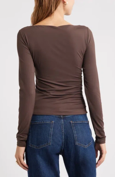 Open Edit Ruched Side Top In Brown
