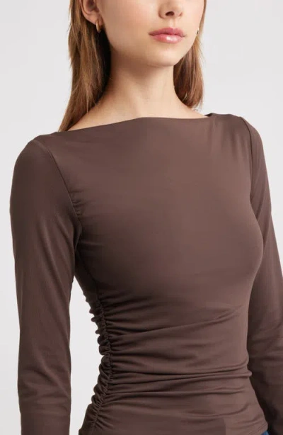 Open Edit Ruched Side Top In Brown