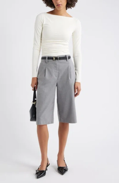 Open Edit Ruched Side Top In White