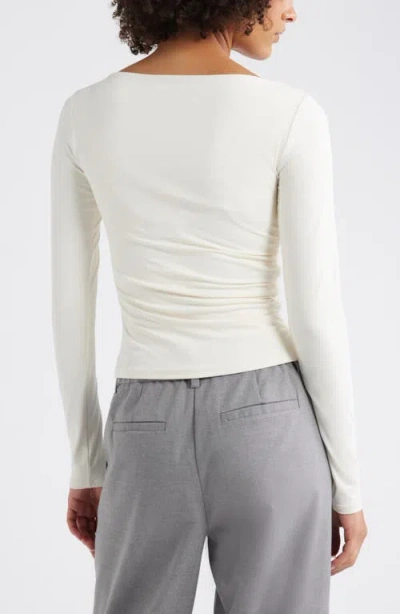 Open Edit Ruched Side Top In White
