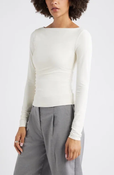 Open Edit Ruched Side Top In White