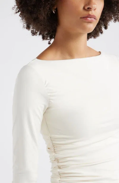 Open Edit Ruched Side Top In White