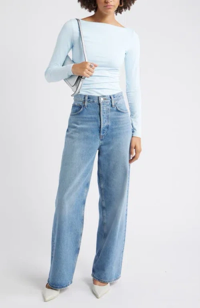 Open Edit Ruched Side Top In Blue