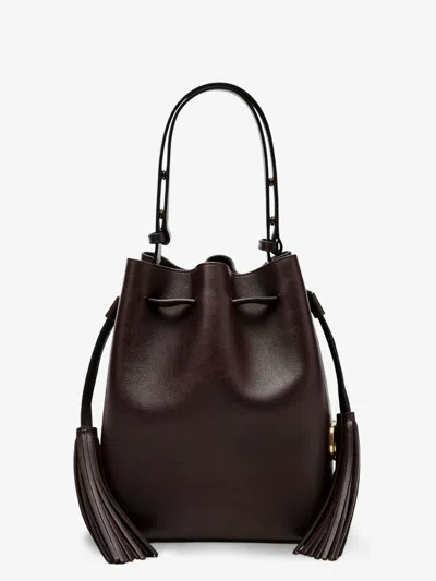 Valentino Borsa A Secchiello Vlogo Signature In Pelle Cioccolato  Donna In Brown