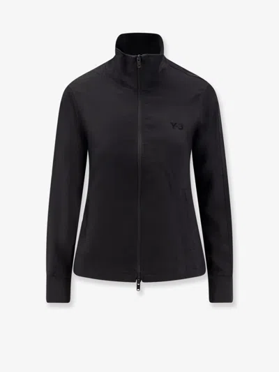 Y-3 High Collar Long Sleeve Sweatshirt Jacket In Black