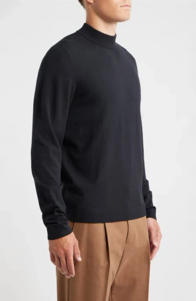 Open Edit Solid Mock Neck Sweater In Black