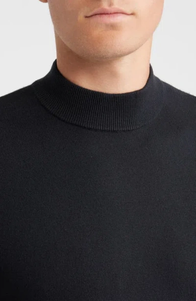 Open Edit Solid Mock Neck Sweater In Black