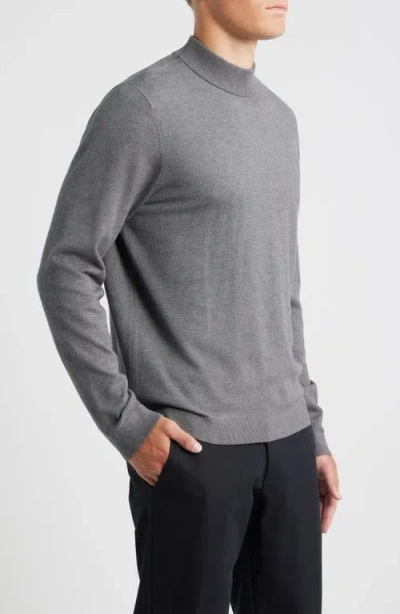 Open Edit Solid Mock Neck Sweater In Gray