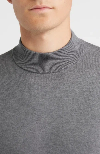Open Edit Solid Mock Neck Sweater In Gray