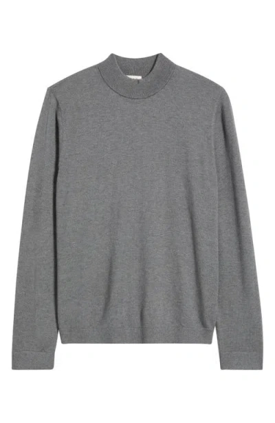 Open Edit Solid Mock Neck Sweater In Gray