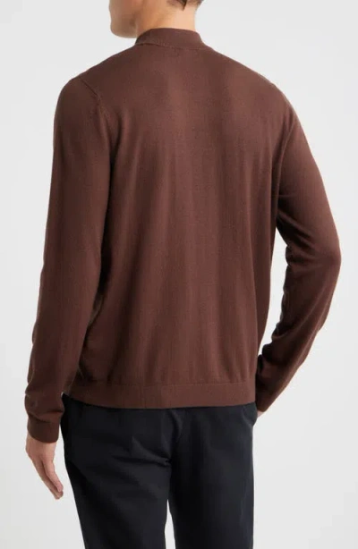 Open Edit Solid Mock Neck Sweater In Brown