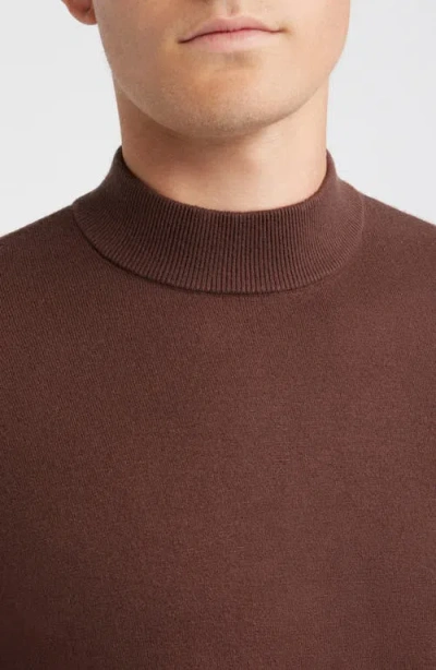 Open Edit Solid Mock Neck Sweater In Brown