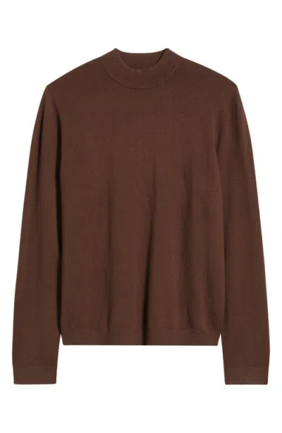 Open Edit Solid Mock Neck Sweater In Brown