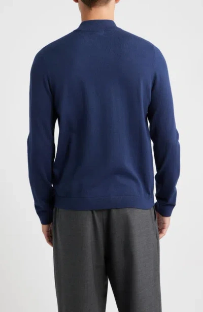 Open Edit Solid Mock Neck Sweater In Blue