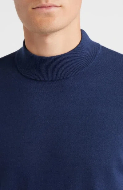 Open Edit Solid Mock Neck Sweater In Blue