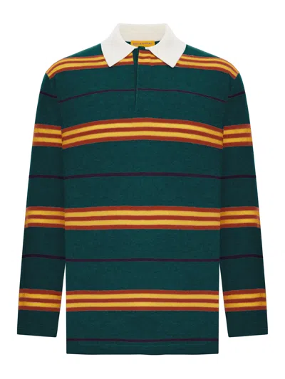 Guest In Residence Striped-pattern Long-sleeve Polo Shirt In Animal Print