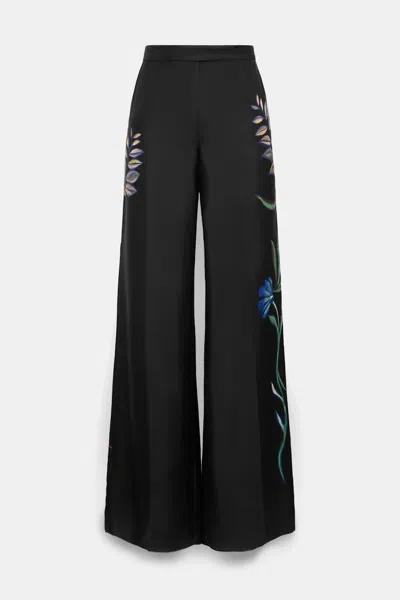 Dorothee Schumacher Silk Twill Pants With Placement Print In Black