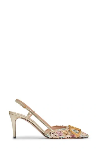 Valentino Vlogo Embellished Metallic Leather Slingback Pumps In Multi