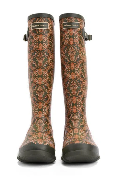 Barbour Pineapple Print Cami Wellington Boot In Multi