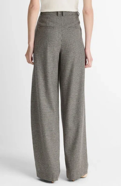 Vince Wool Blend Houndstooth High Rise Trousers In Gray