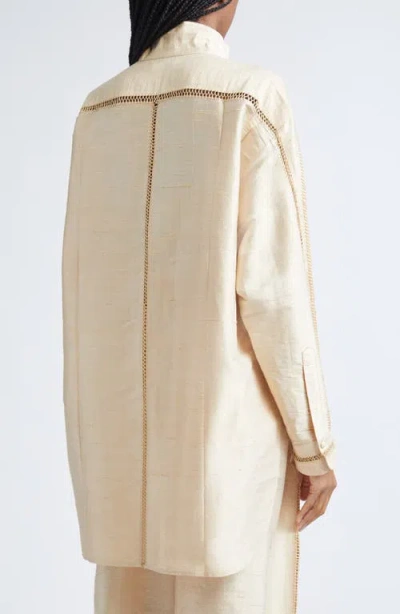 Diotima Dupioni Silk Button-up Shirt In Neutral