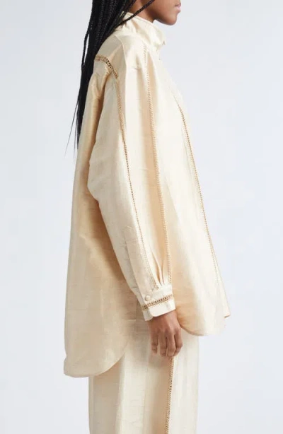 Diotima Dupioni Silk Button-up Shirt In Neutral