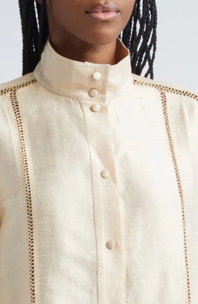 Diotima Dupioni Silk Button-up Shirt In Neutral
