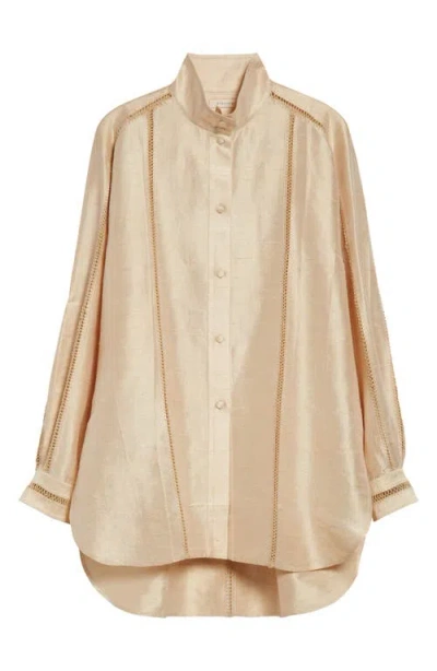 Diotima Dupioni Silk Button-up Shirt In Neutral