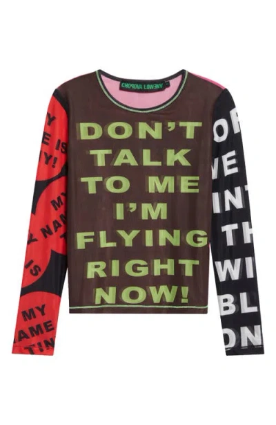 Chopova Lowena Don't Talk To Me Long Sleeve Mesh Top In Multi