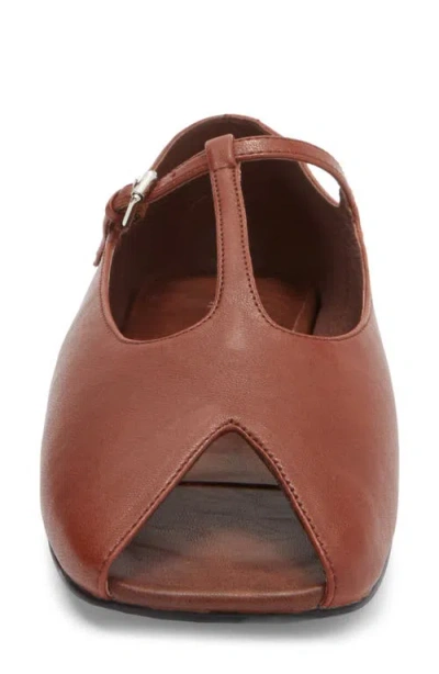 Jeffrey Campbell Keeneland T-strap Peep Toe Flat In Brown