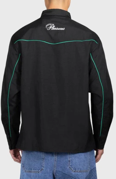 Pleasures Nylon Wester Snap-up Shirt In Black