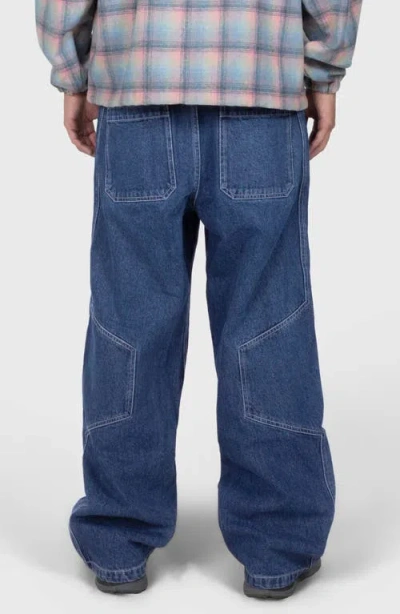Pleasures Position Baggy Fit Wide Leg Jeans In Blue