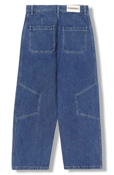 Pleasures Position Baggy Fit Wide Leg Jeans In Blue