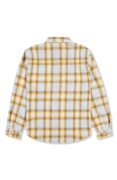 Pleasures Dizzle Plaid Crystal Embellished Button-up Shirt In Yellow