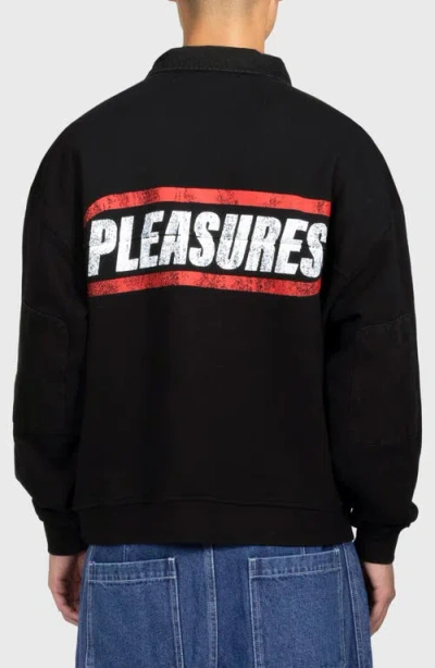 Pleasures Gentle Cotton Polo Sweatshirt In Black