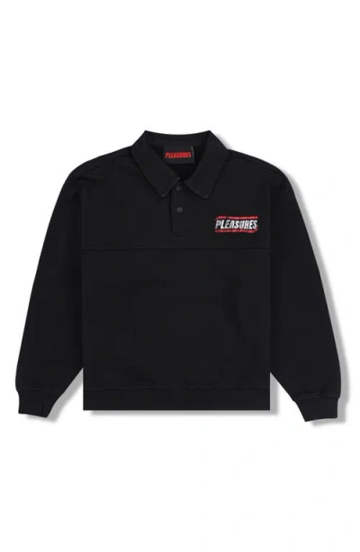 Pleasures Gentle Cotton Polo Sweatshirt In Black