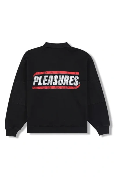Pleasures Gentle Cotton Polo Sweatshirt In Black