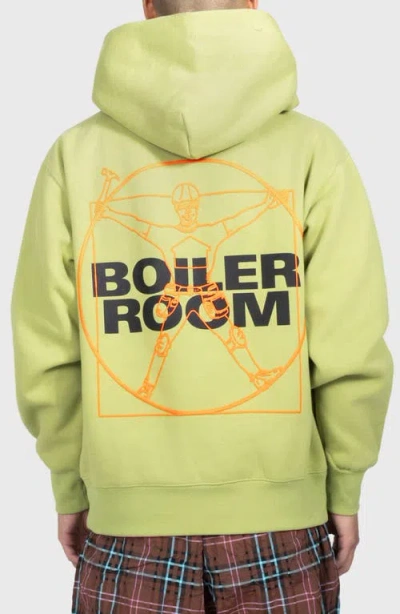 Pleasures X Boiler Room Workman Oversize Hoodie In Green