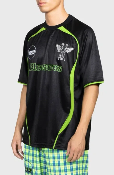 Pleasures X Boiler Room Aqua Cotton Soccer Jersey In Black