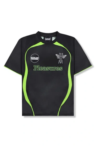 Pleasures X Boiler Room Aqua Cotton Soccer Jersey In Black